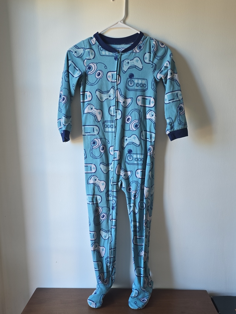 Carter's Light Blue Gamer Print Footed One-Piece Pajamas